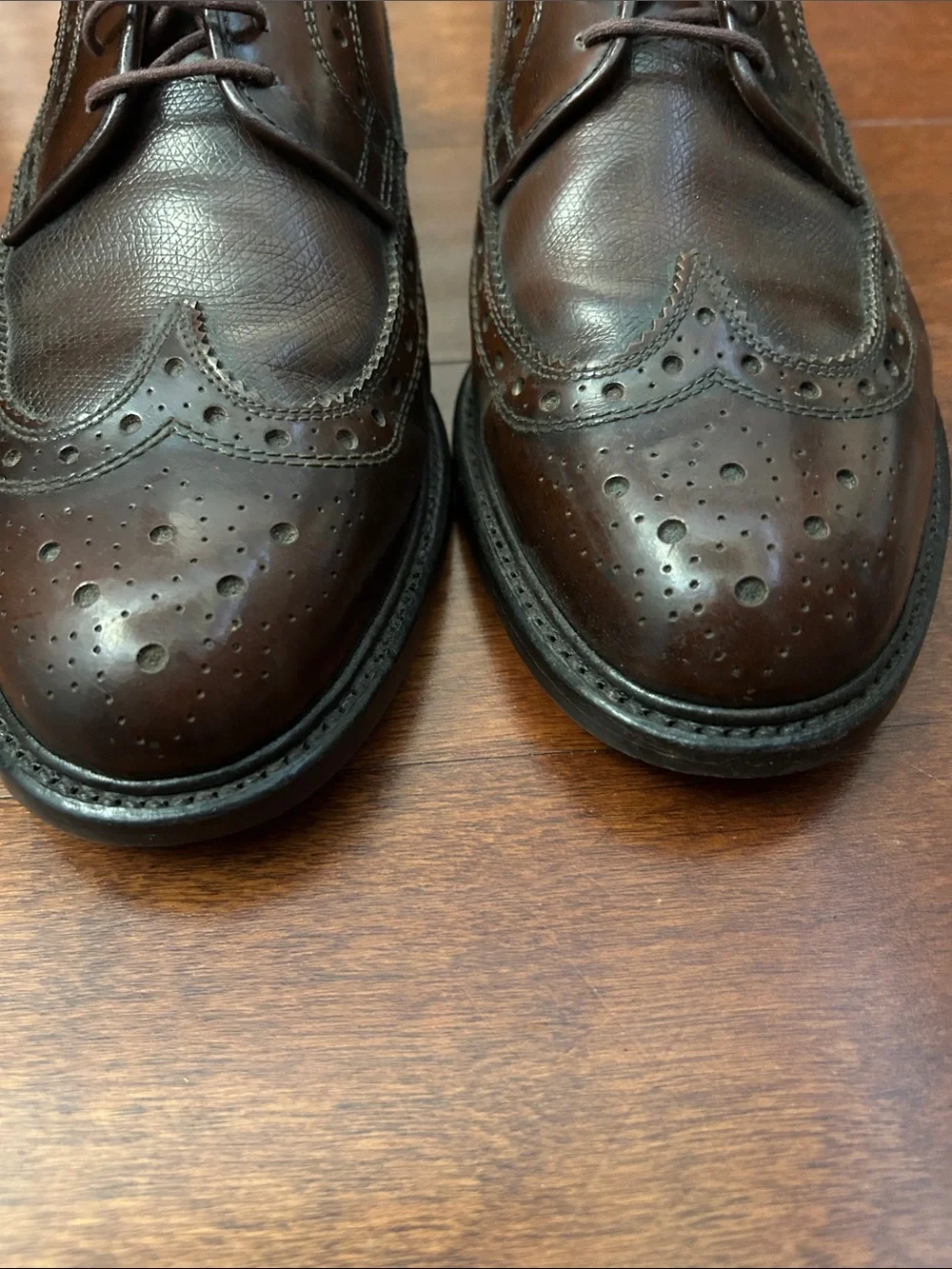 Men’s Esquire Korean Brand Brown Wingtip Oxford Dress Shoes, Size 9.5 E